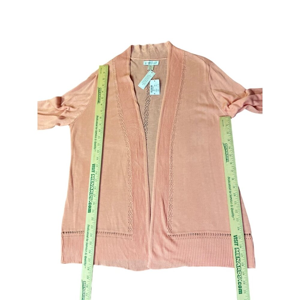 Christopher & Banks Cardigan Womens XL Peach Pink Open Front 3/4 Sleeve NEW - Picture 4 of 16